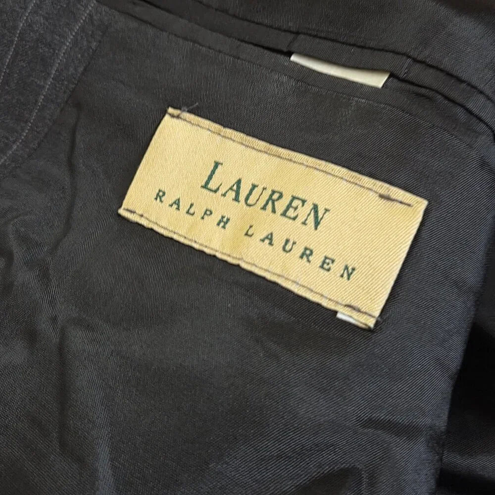 Men's Vintage Ralph Lauren Charcoal Gray Pinstripe Wool Blazer Sport Coat 43L